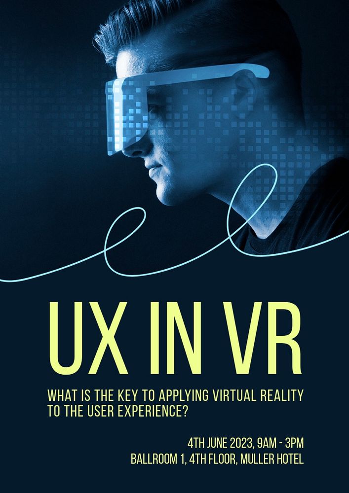 UX in VR  poster template, editable text and design