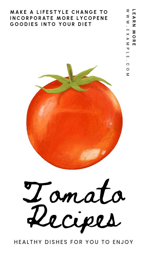 Tomato recipes  Instagram story template, editable text