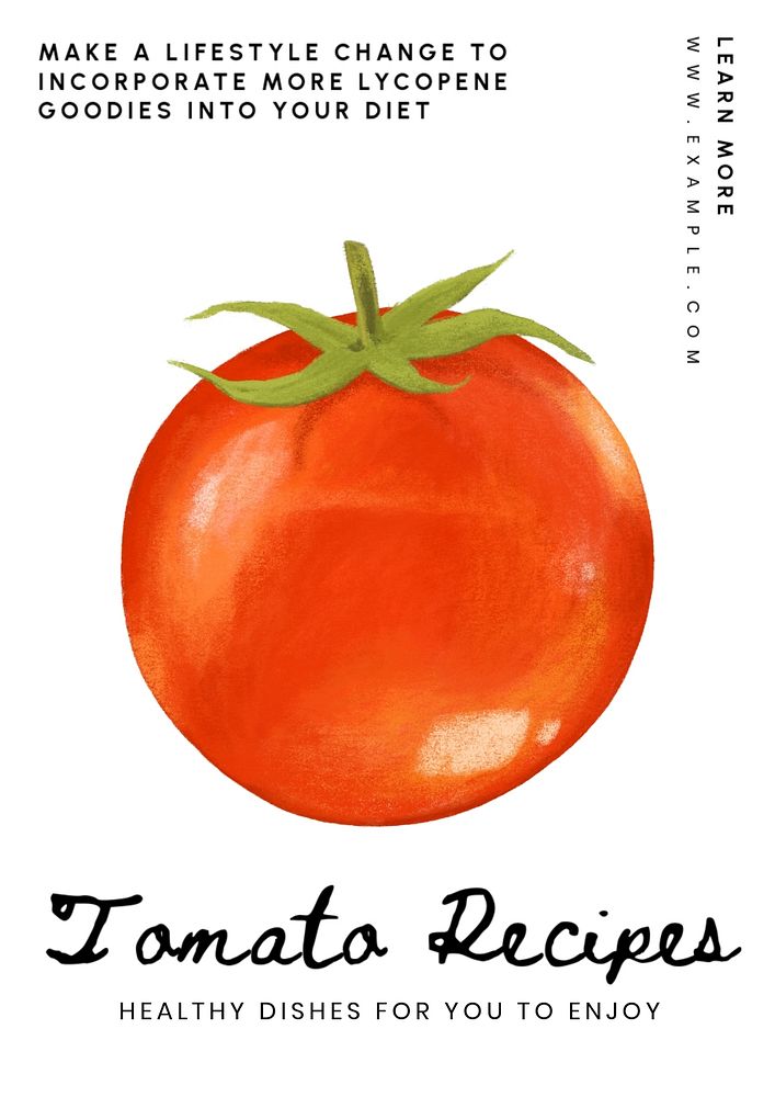 Tomato recipes  poster template, editable text and design