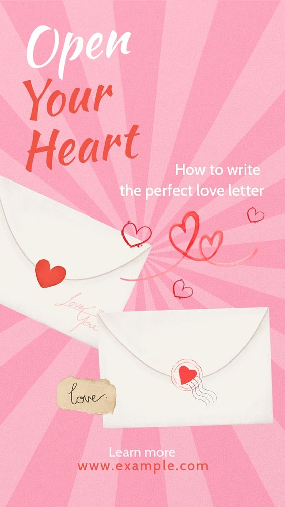 Love letter  Instagram story template, editable text