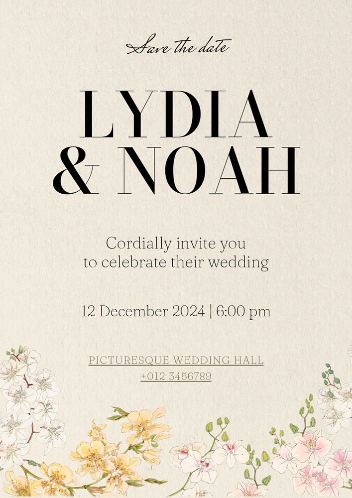 Save the date poster template, editable text and design