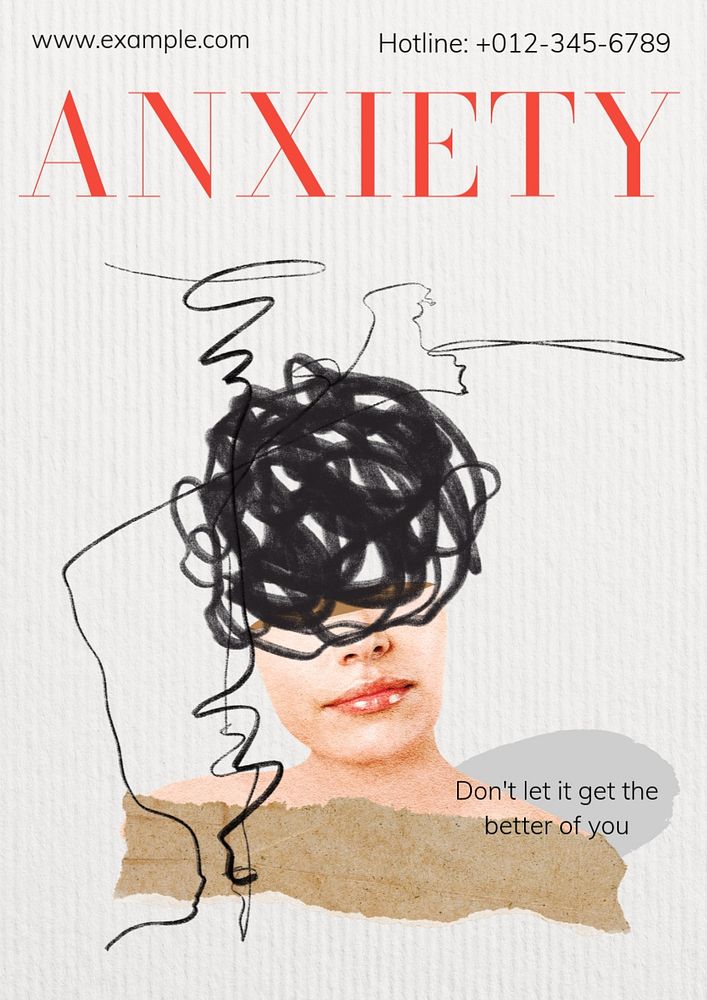 Anxiety hotline  poster template, editable text and design