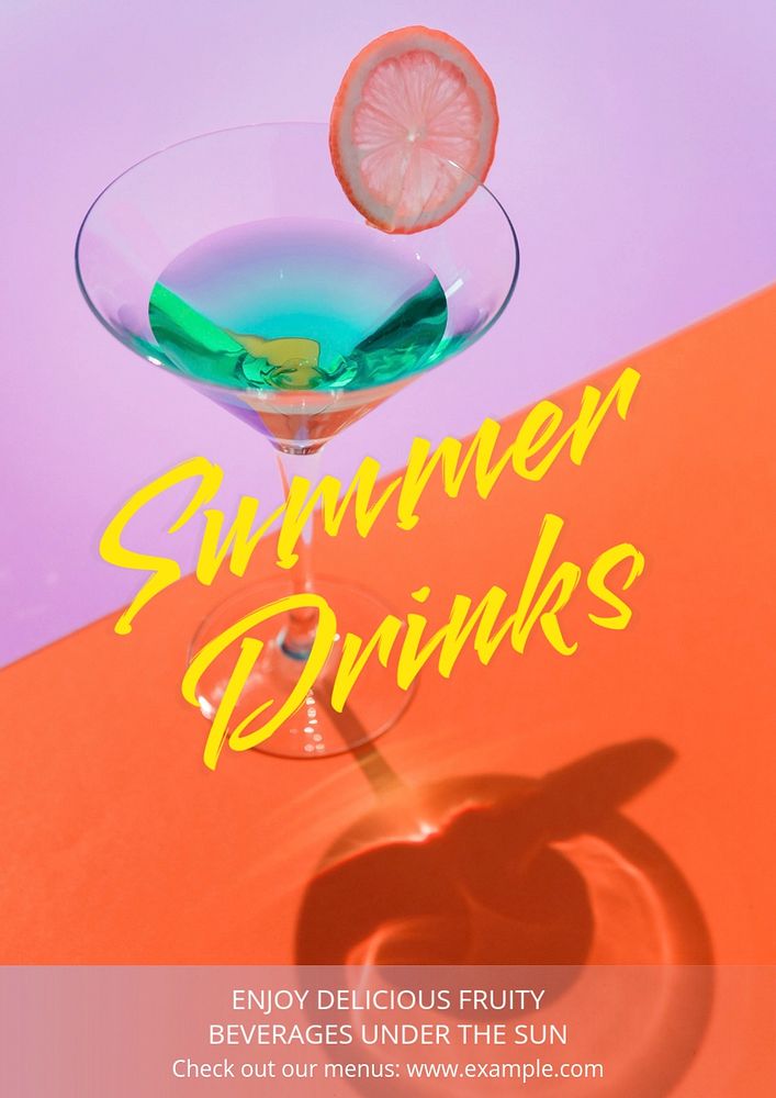 Summer drinks poster template, editable text and design