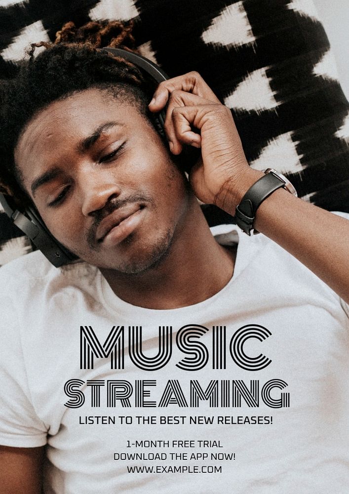 Music streaming  poster template, editable text and design