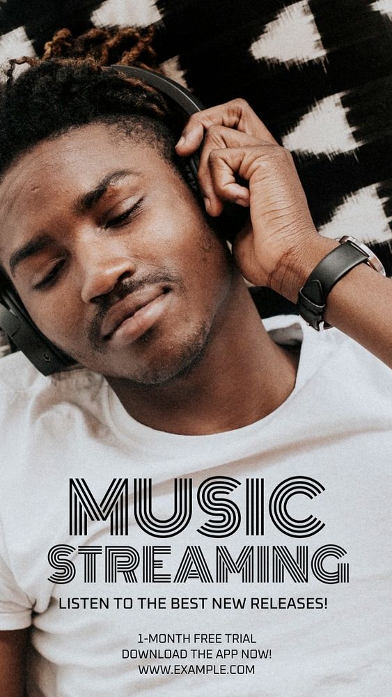 Music streaming  Instagram story template, editable text