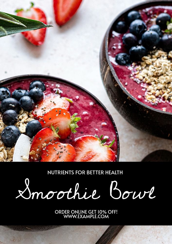 Smoothie bowl  poster template, editable text and design