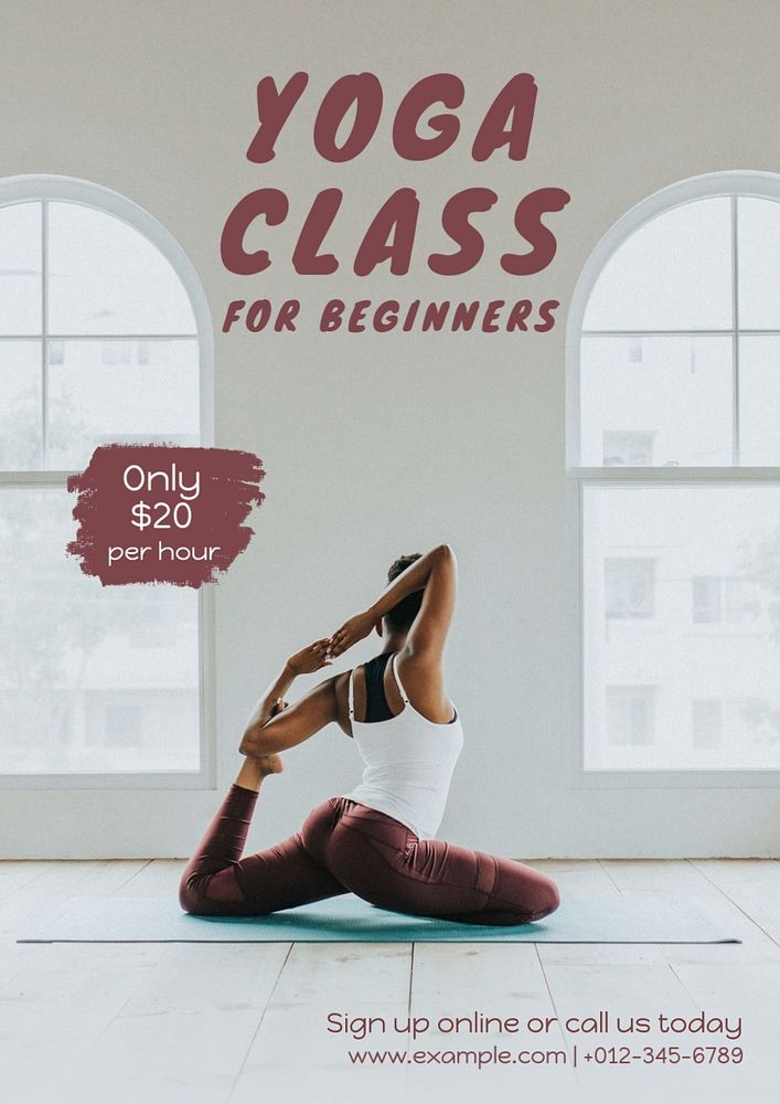 Yoga class  poster template, editable text and design