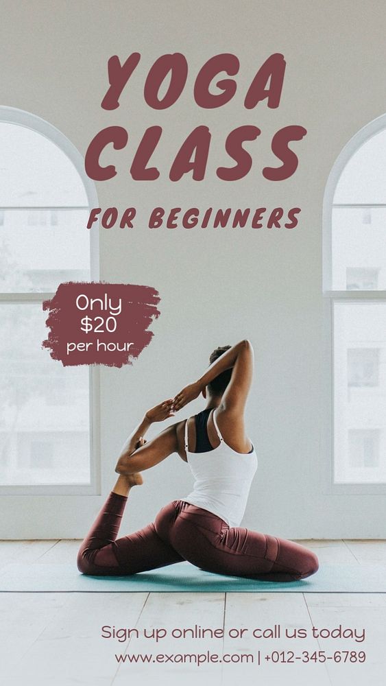 Yoga class  Instagram story template, editable text