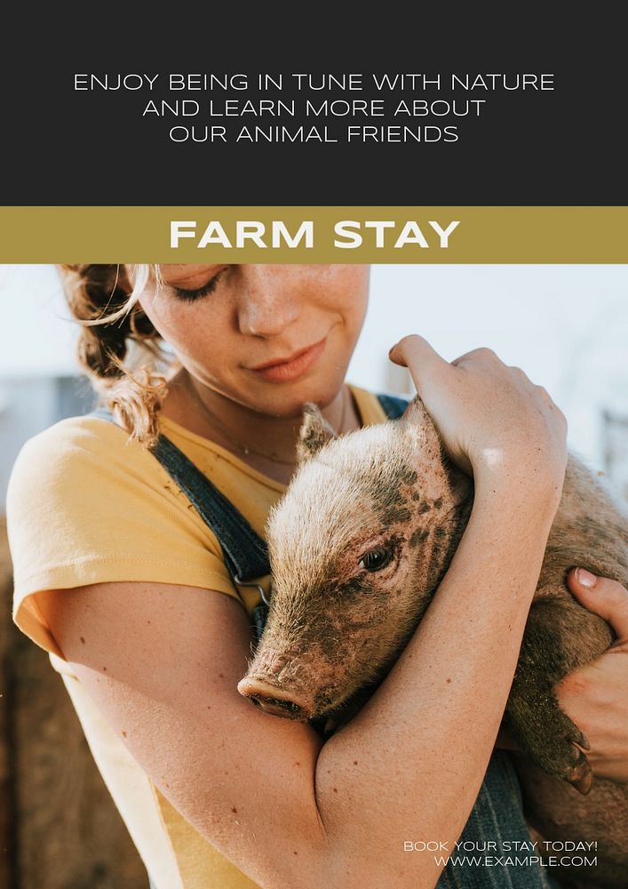 Farm stay  poster template, editable text and design