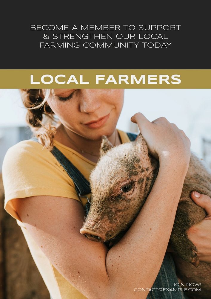 Local farmers community  poster template, editable text and design