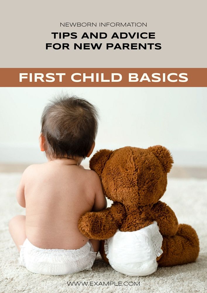 First child  poster template, editable text and design