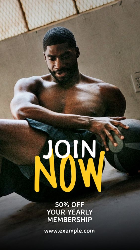 Gym membership  Instagram story template, editable text