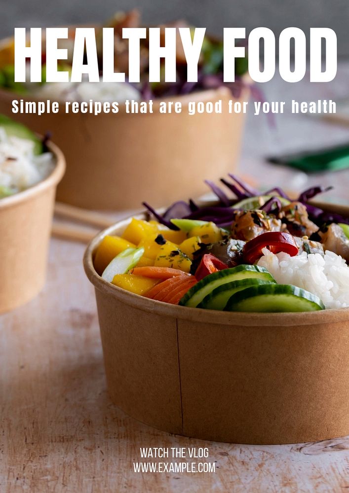 Healthy food  poster template, editable text and design