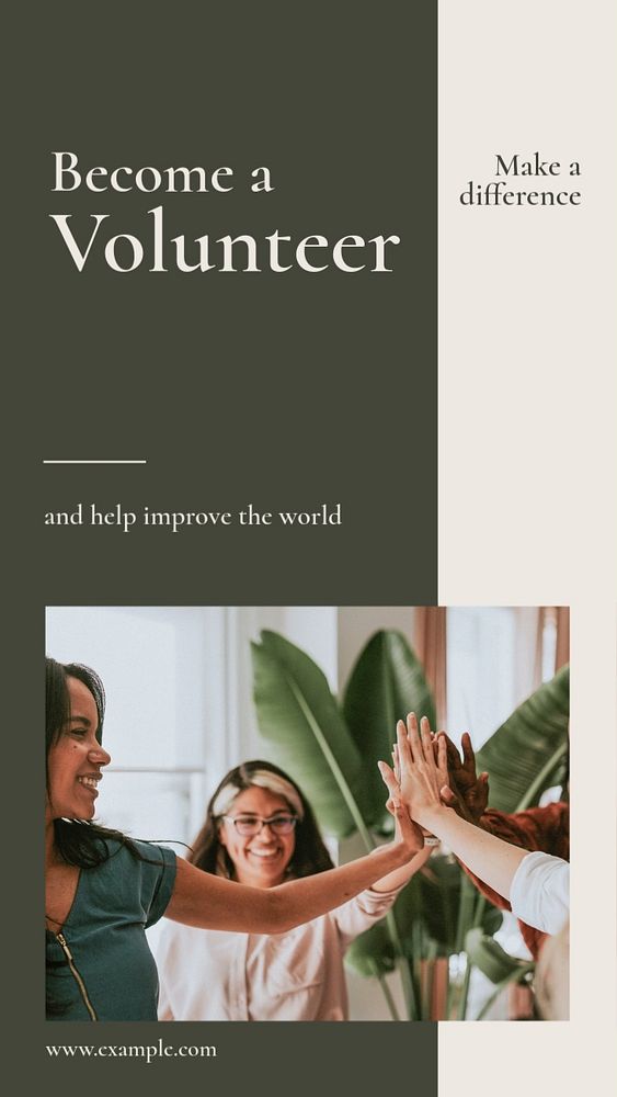 Become a volunteer  Instagram story template, editable text