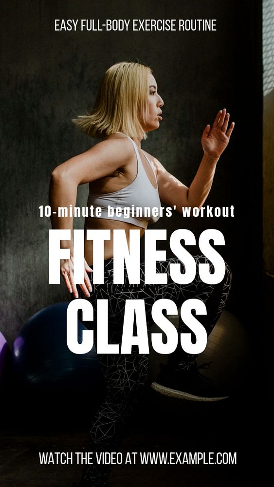 Fitness class  Instagram story template, editable text