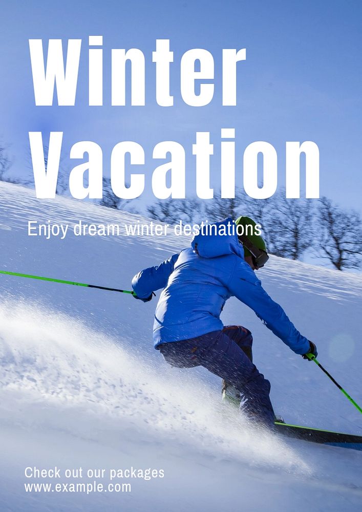 Winter vacation  poster template, editable text and design