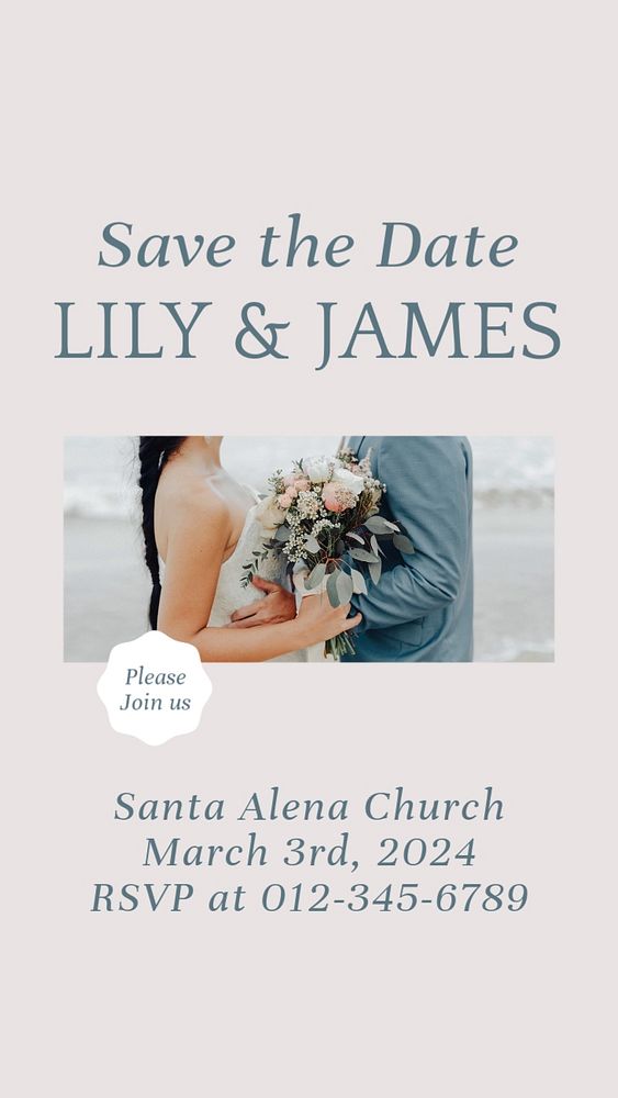 Wedding  Instagram story template, editable text