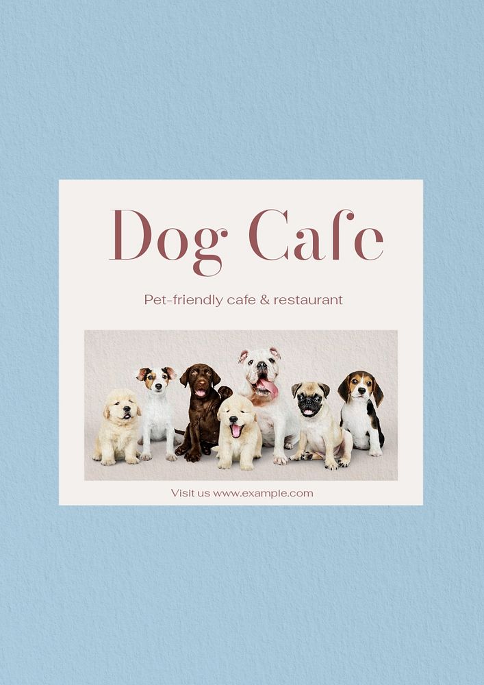 Dog cafe  poster template, editable text and design