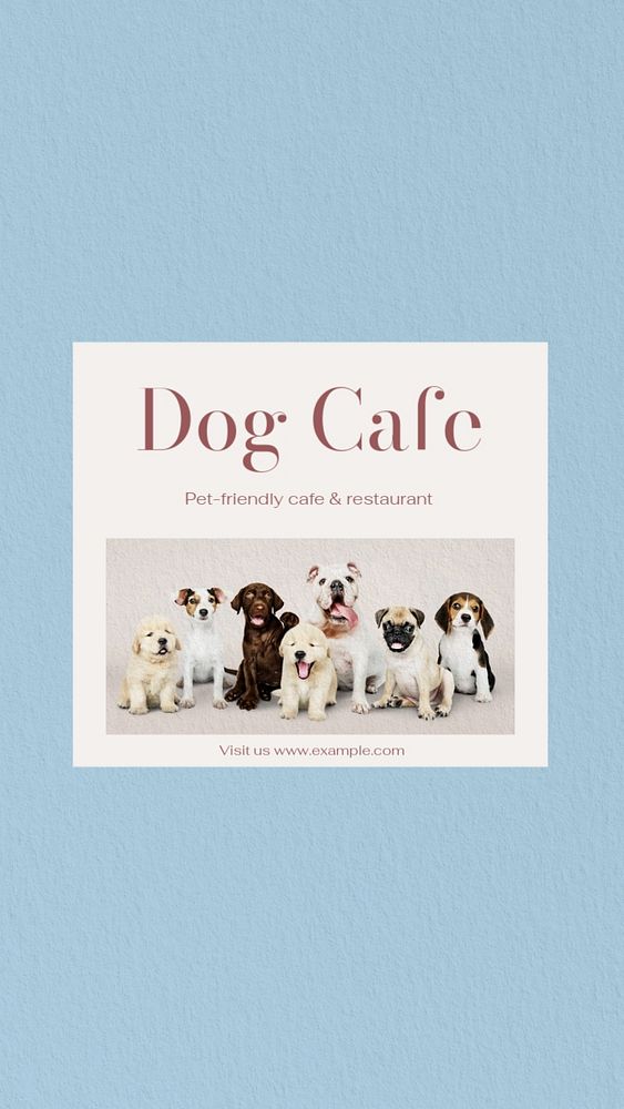 Dog cafe  Instagram story template, editable text