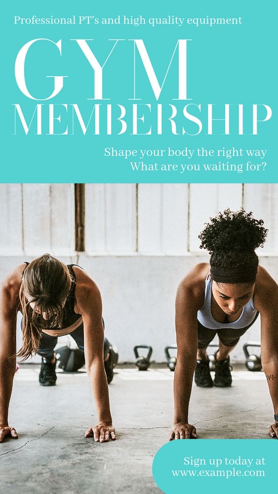 Gym membership Instagram story template, editable text