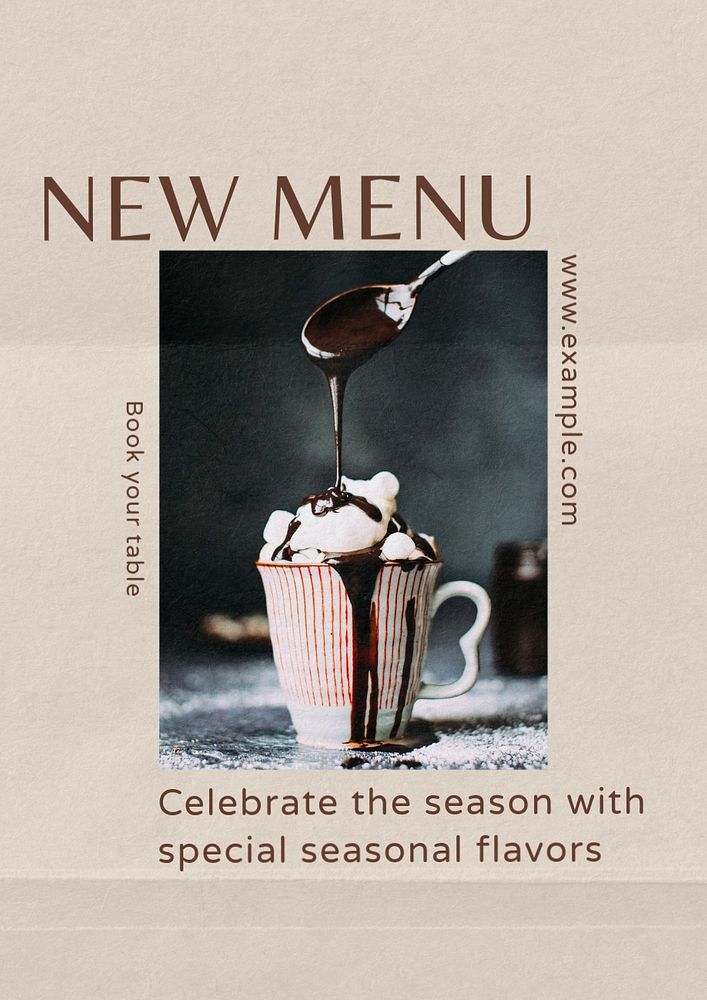 New menu  poster template, editable text and design