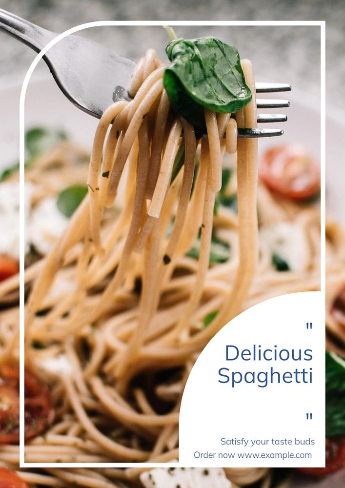 Delicious spaghetti  poster template, editable text and design