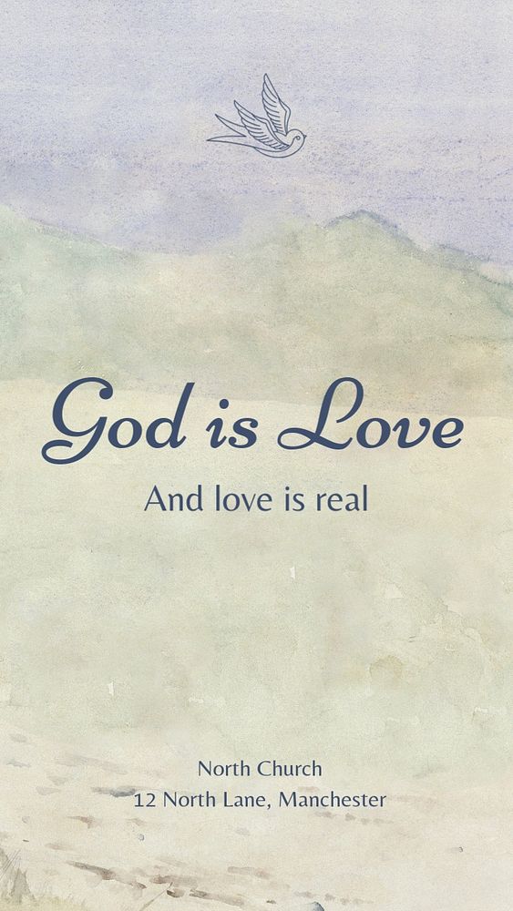 God is love Instagram story template, editable text