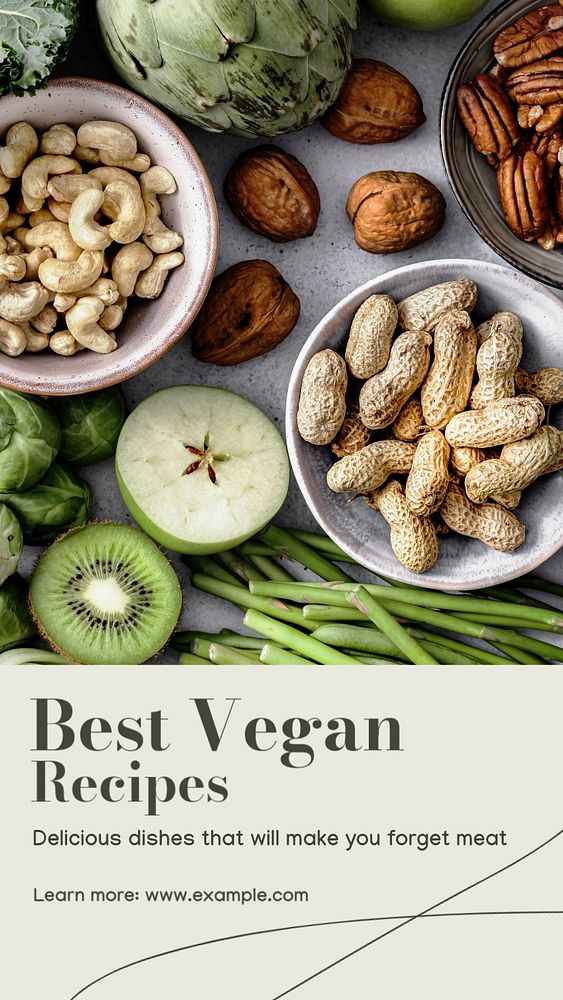  Best vegan recipes  Instagram story template, editable text