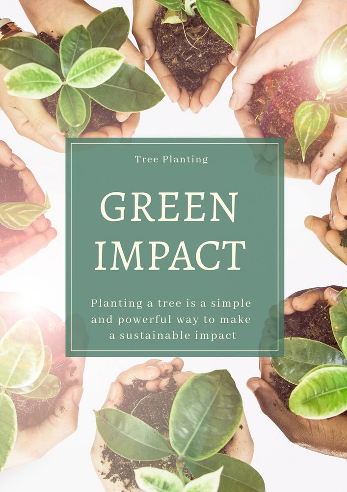 Green impact  poster template, editable text and design