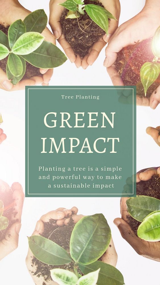 Green impact  Instagram story template, editable text