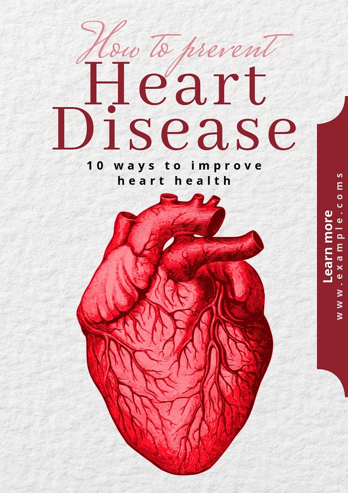 Heart disease prevention  poster template, editable text and design