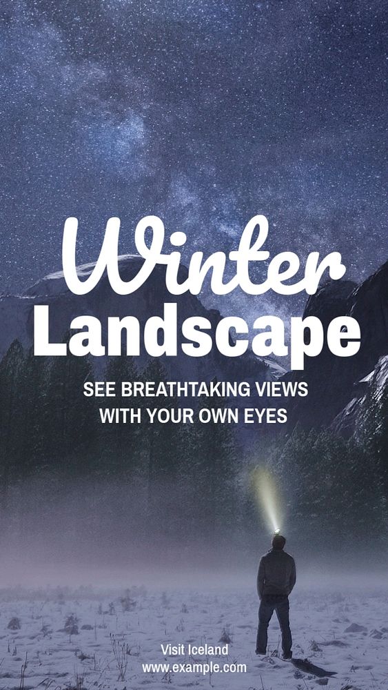 Winter landscape  Instagram story template, editable text