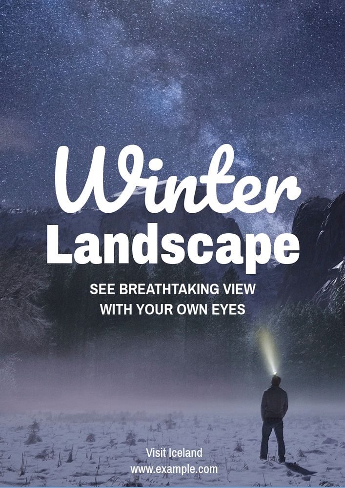 Winter landscape  poster template, editable text and design