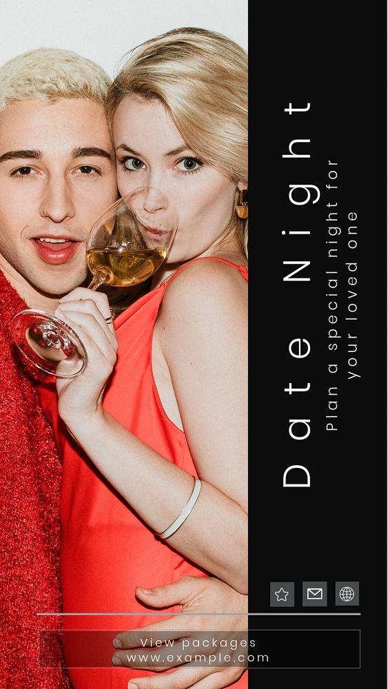 Date night  Instagram story template, editable text