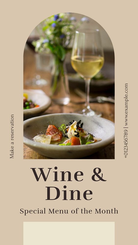 Wine & dine  Instagram story template, editable text