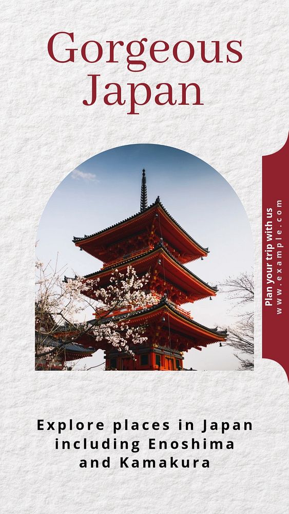 Japan travel ads  Instagram story template, editable text