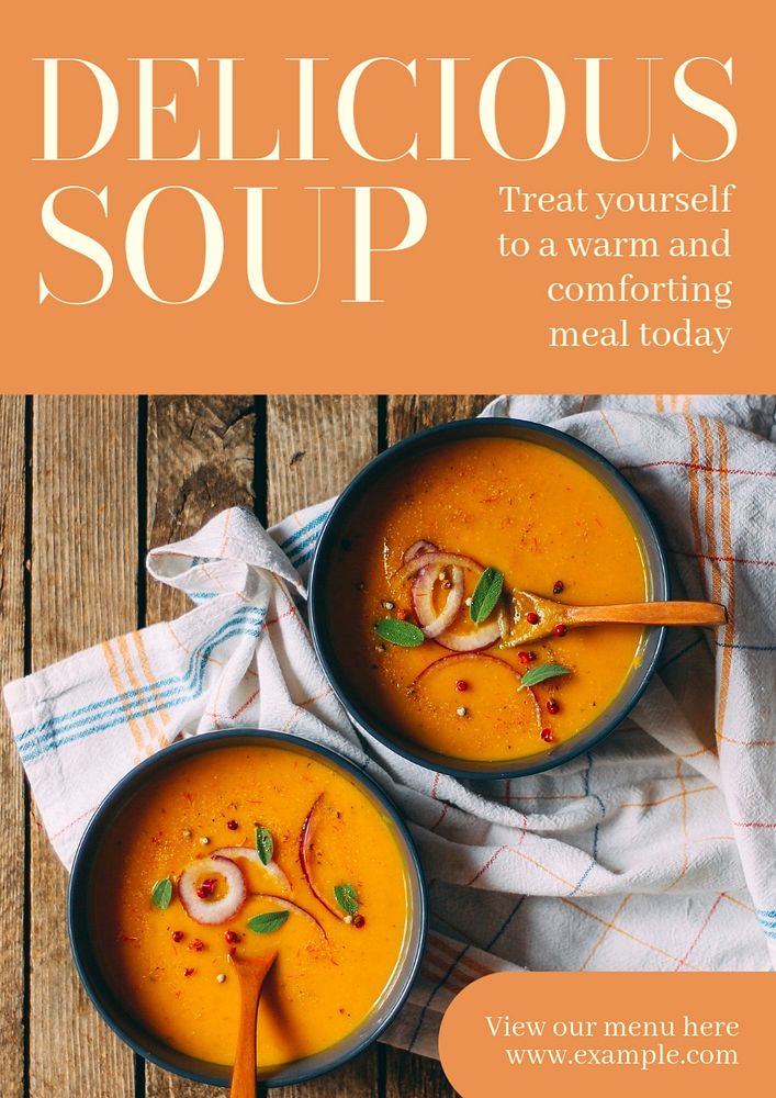 Delicious soup  poster template, editable text and design