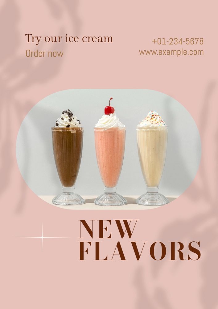 New flavors  poster template, editable text and design