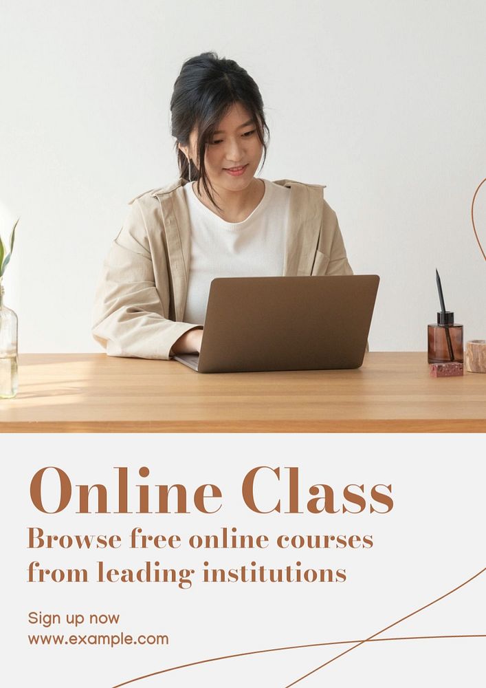 Online class  poster template, editable text and design