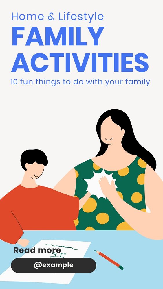 Family activities  Instagram story template, editable text