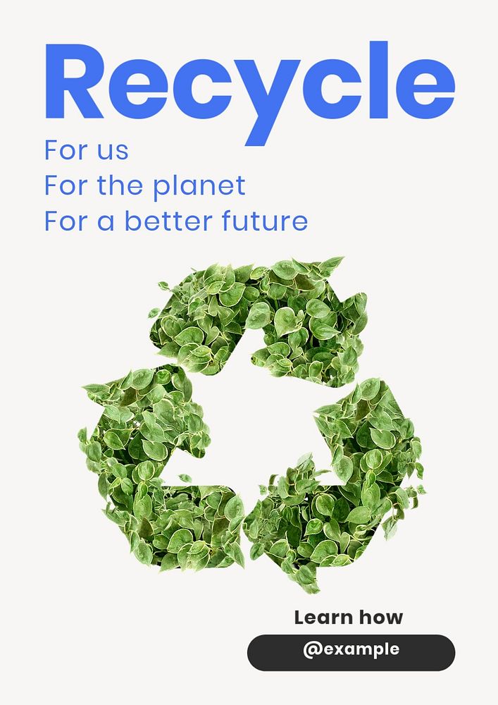 Recycle  poster template, editable text and design