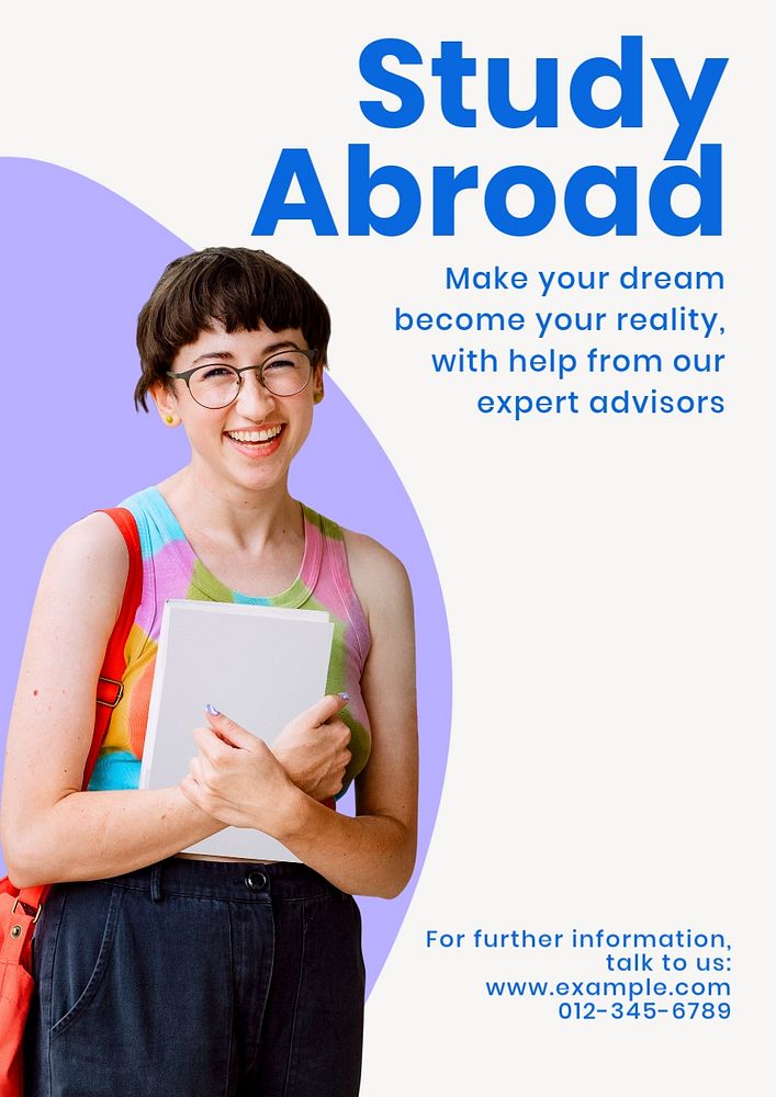 Study abroad  poster template, editable text and design