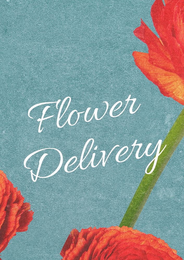 Flower delivery poster template, editable text and design