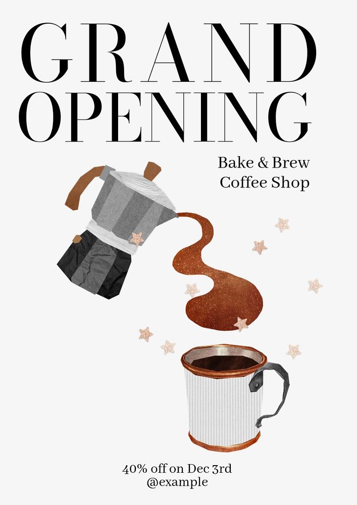 Grand opening  poster template, editable text and design