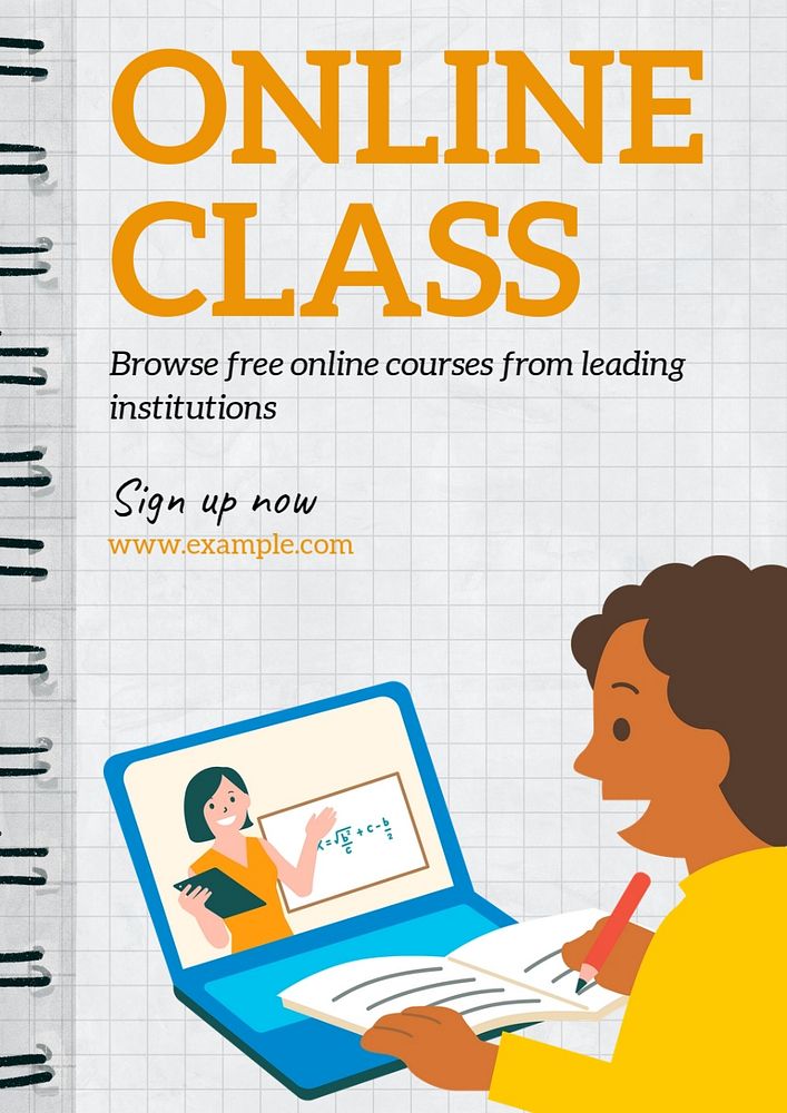 Online class  poster template, editable text and design