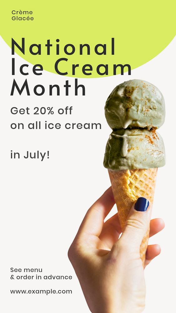 Ice cream month  Instagram story template, editable text