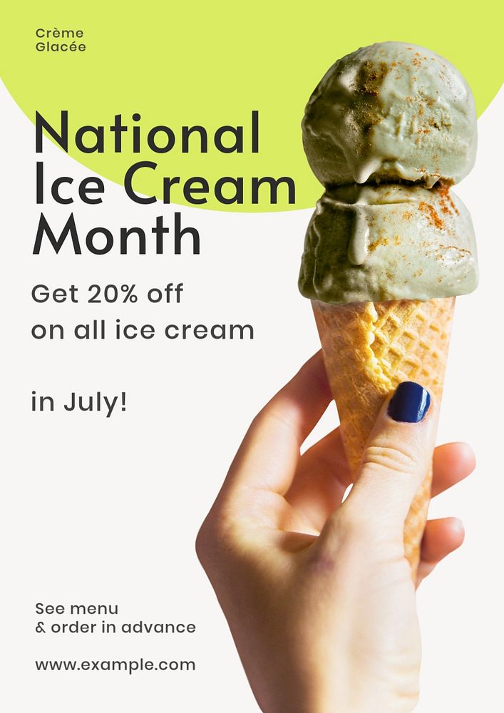 Ice cream month  poster template, editable text and design