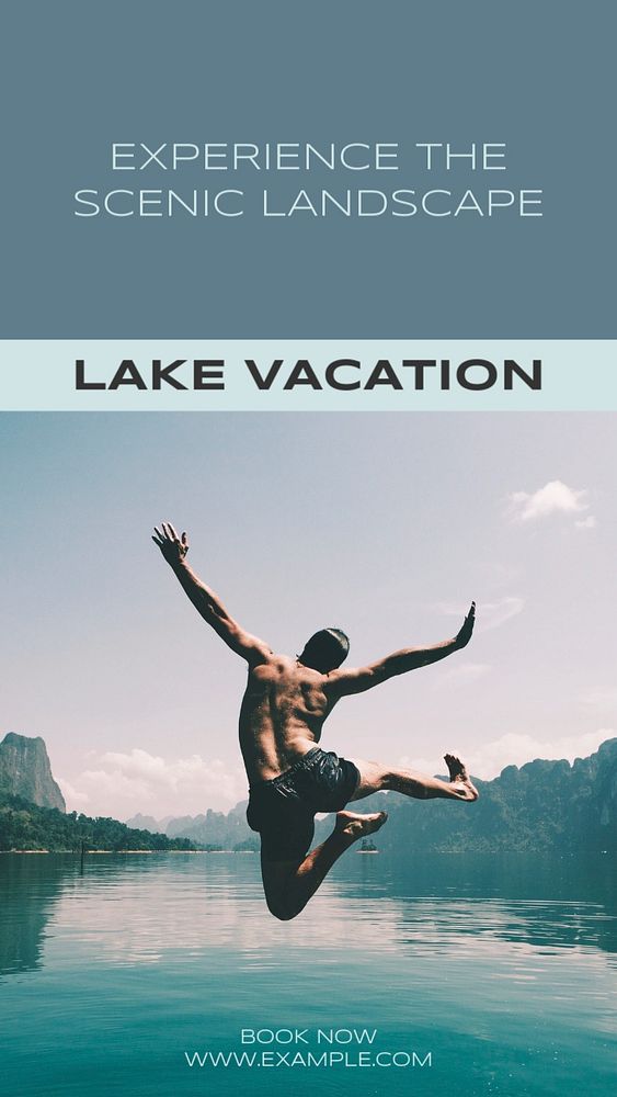 Lake vacation  Instagram story template, editable text