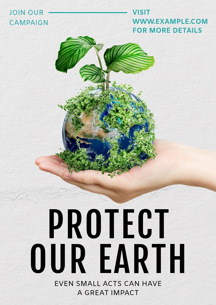 Protect our Earth  poster template, editable text and design