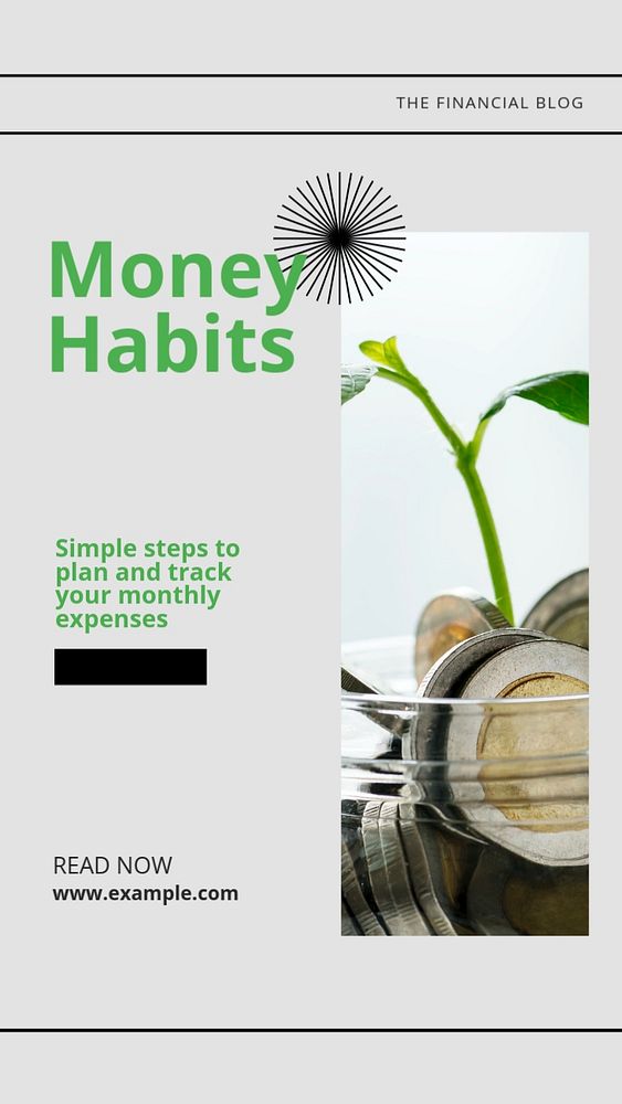 Money habits  Instagram story template, editable text